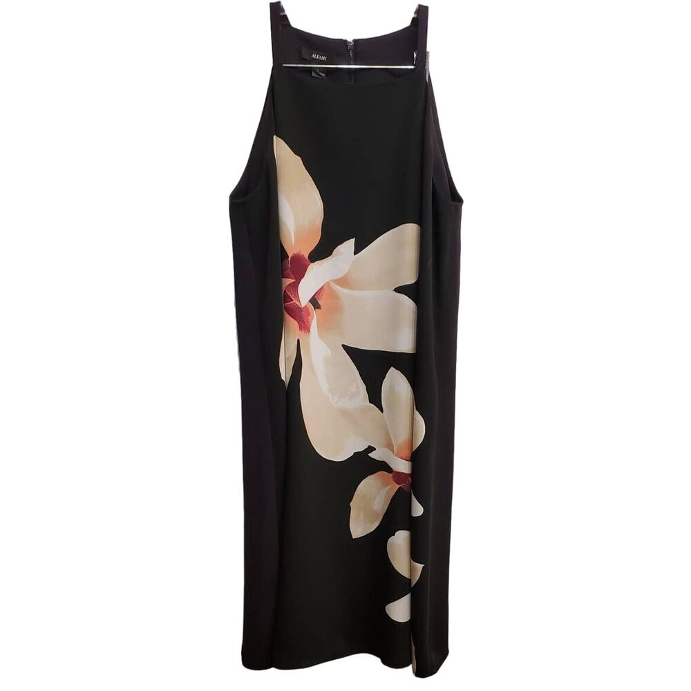 Alfani Women's Black Party Cocktail Dress with Cream / White / Pink Flowers 2